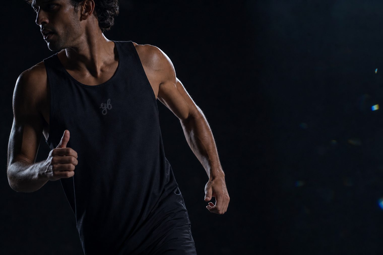 Runner in the Yeah Buddy black singlet