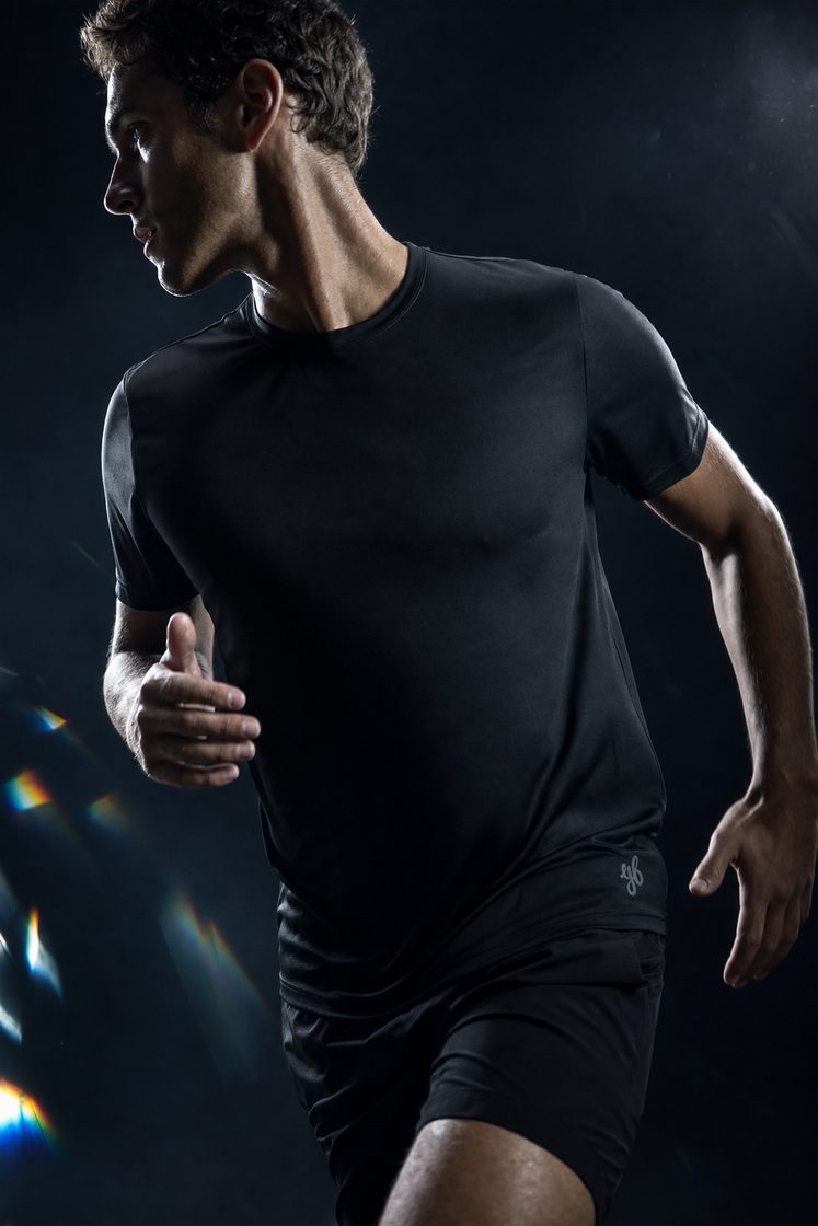 Man running in the Yeah Buddy black shirt