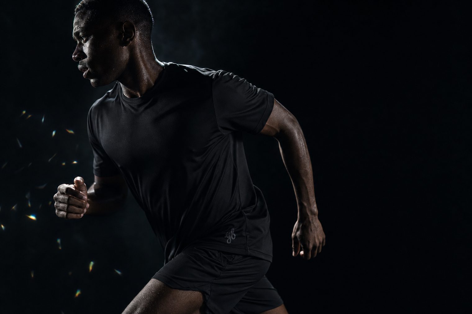 Runner in the Yeah Buddy black shirt