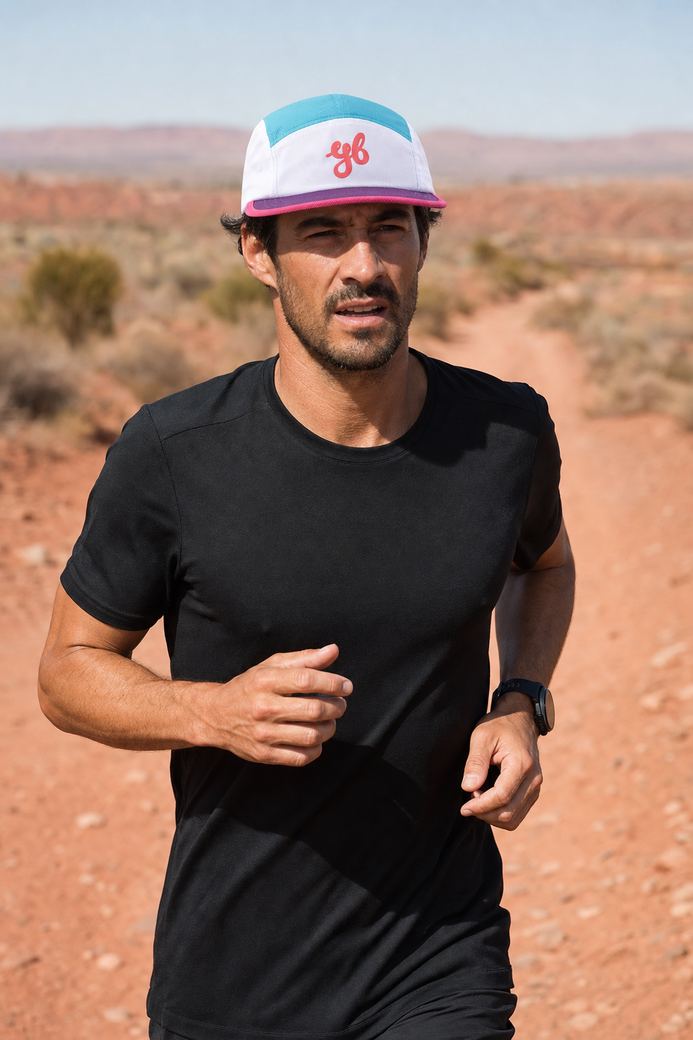 Amped running cap, worn on the run