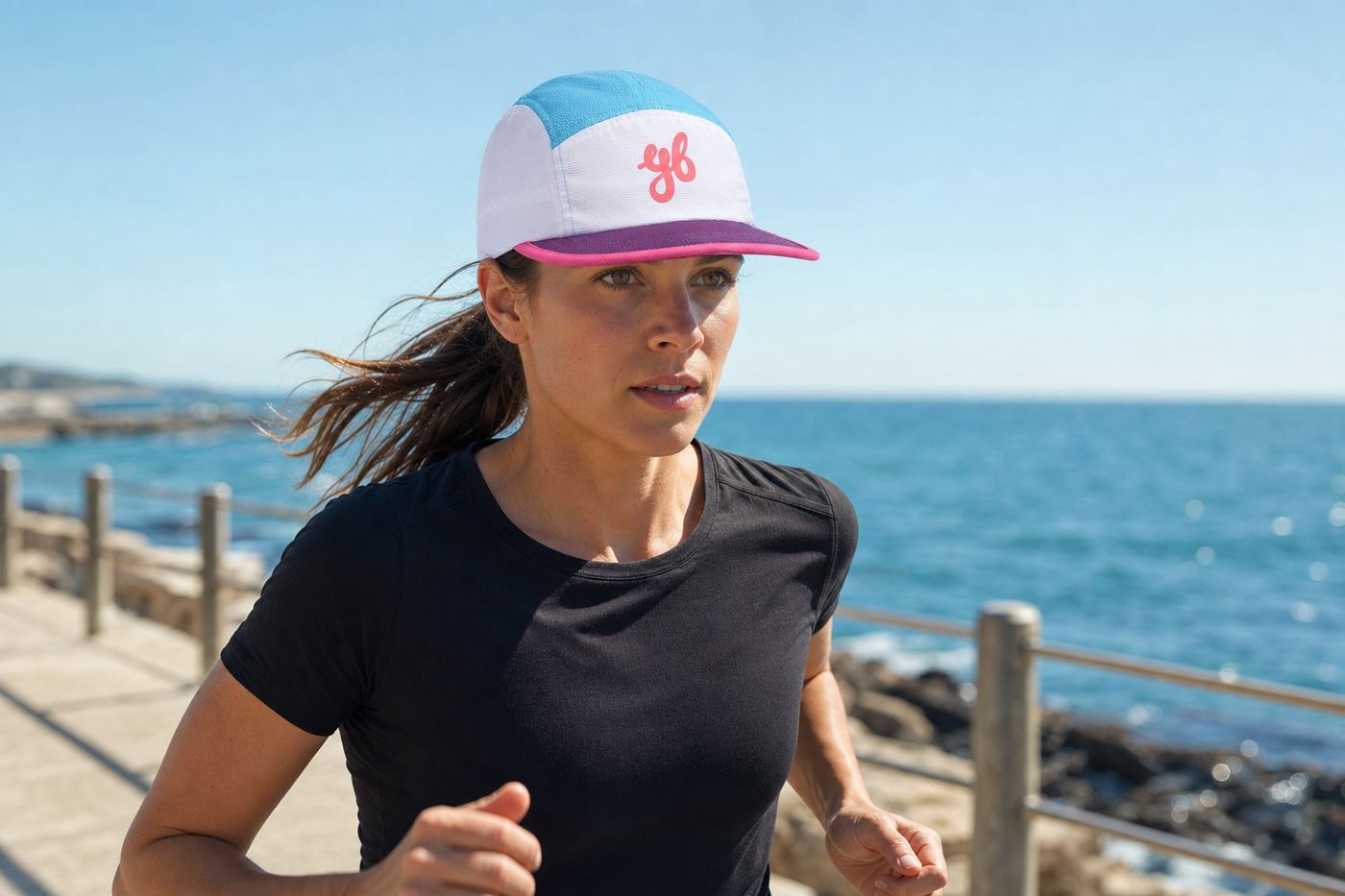 Amped running cap, worn on the run