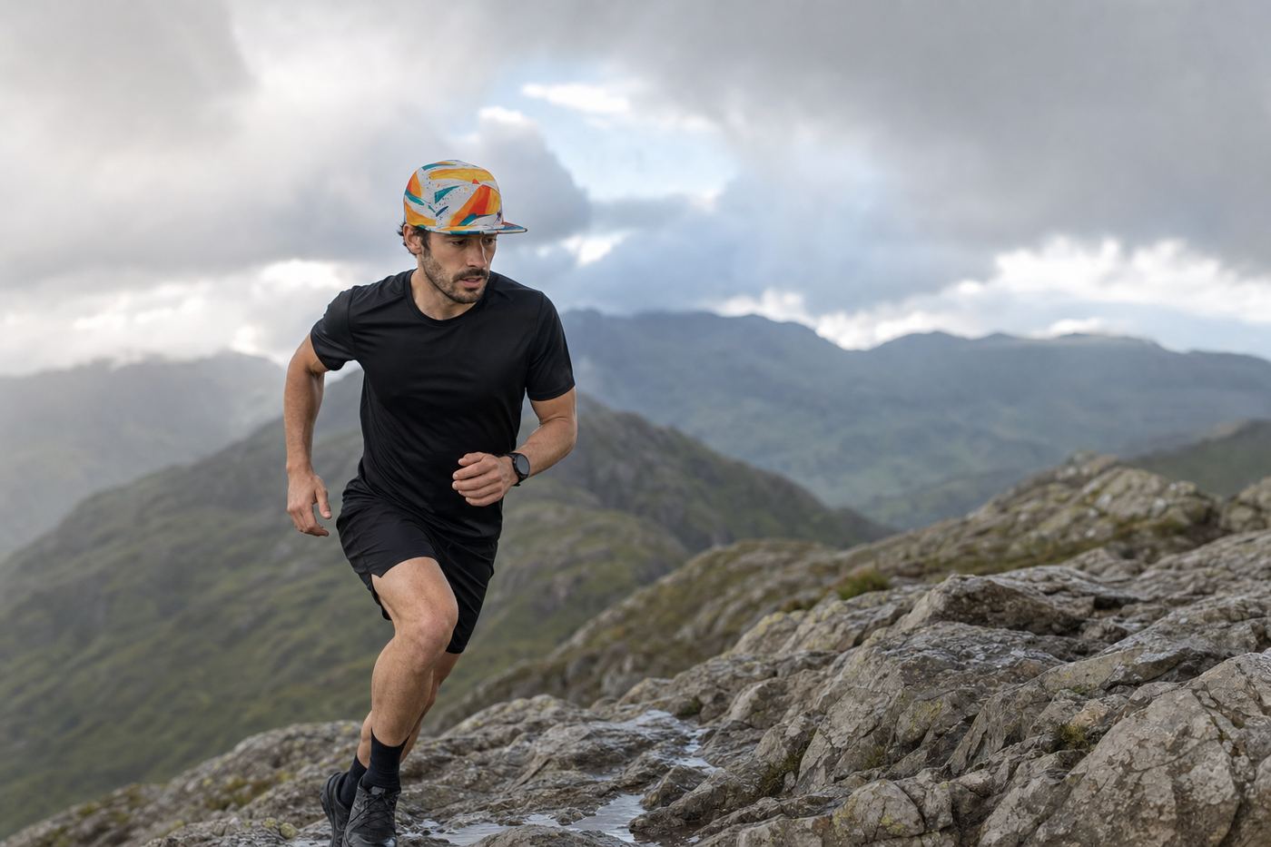 Art Series 1 running cap, worn on the run