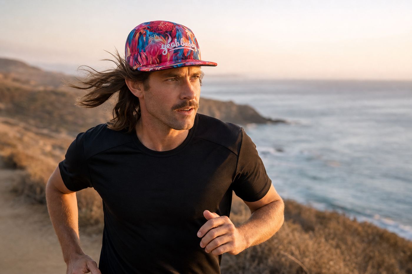 Art Series 777 running cap, worn on the run