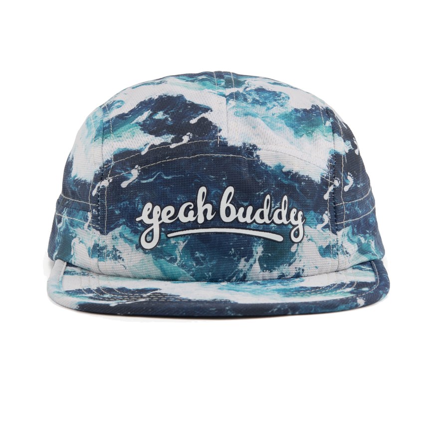 Yeah Buddy Art Series by Spencer Thomas, blue ocean-wave print running cap