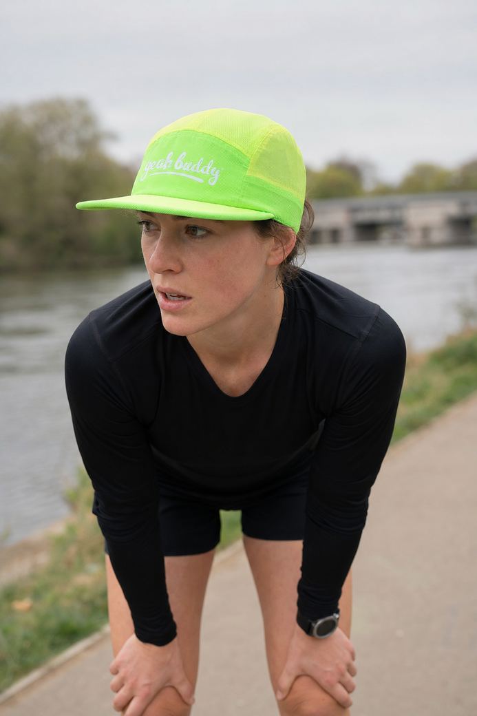 Glow running cap, worn on the run