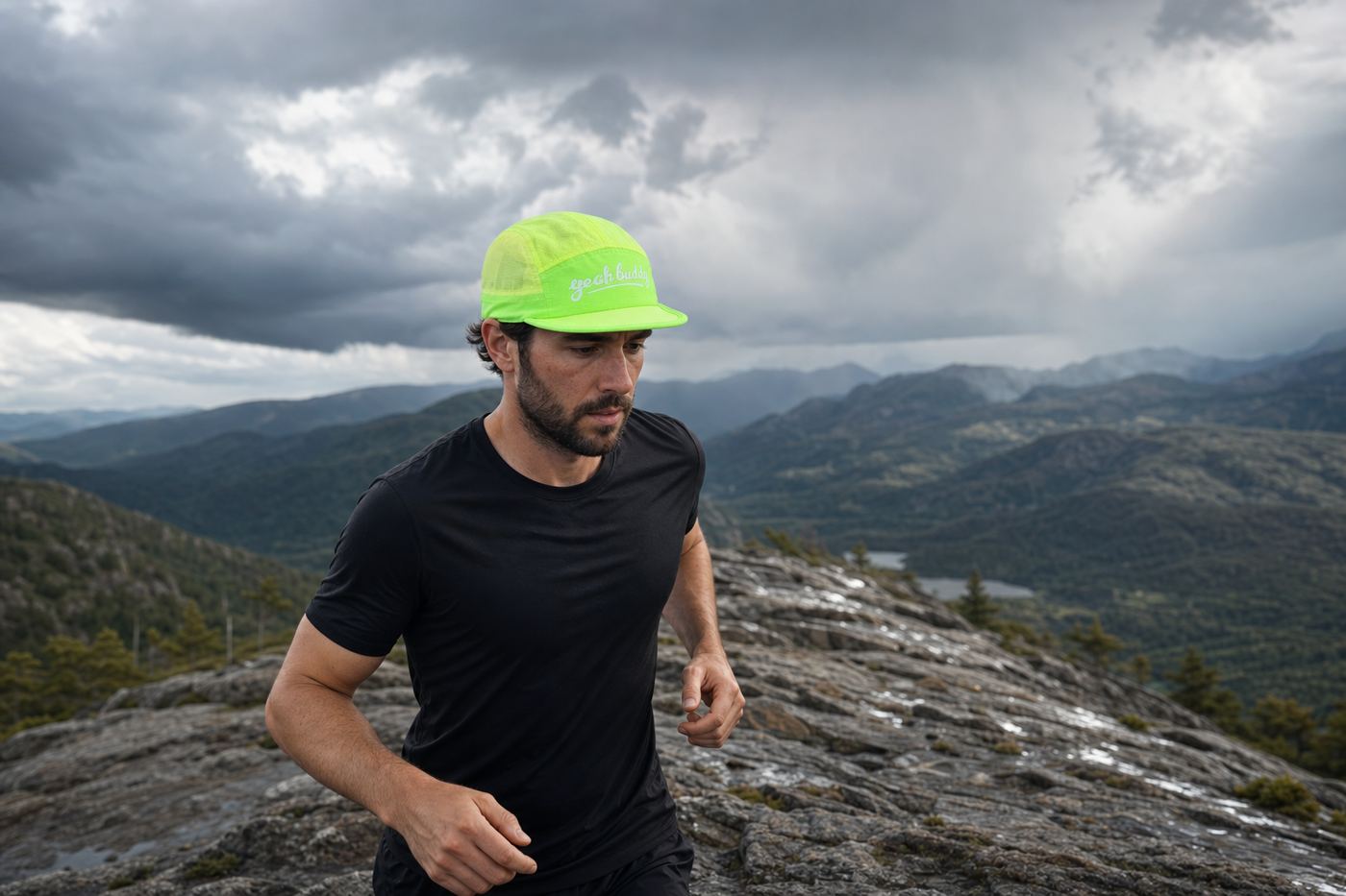 Glow running cap, worn on the run