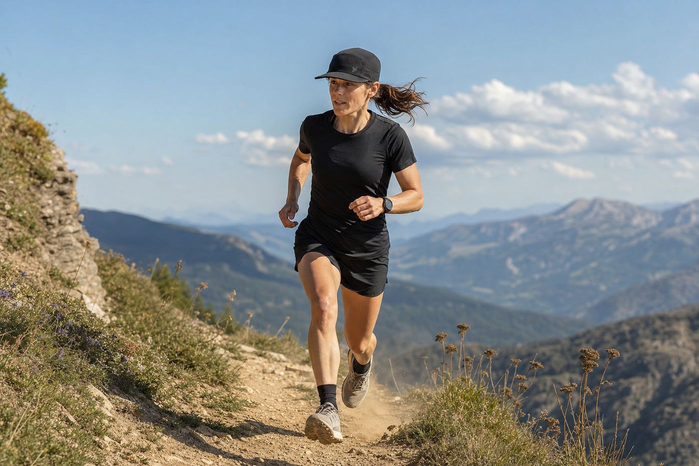 Night running cap, worn on the run