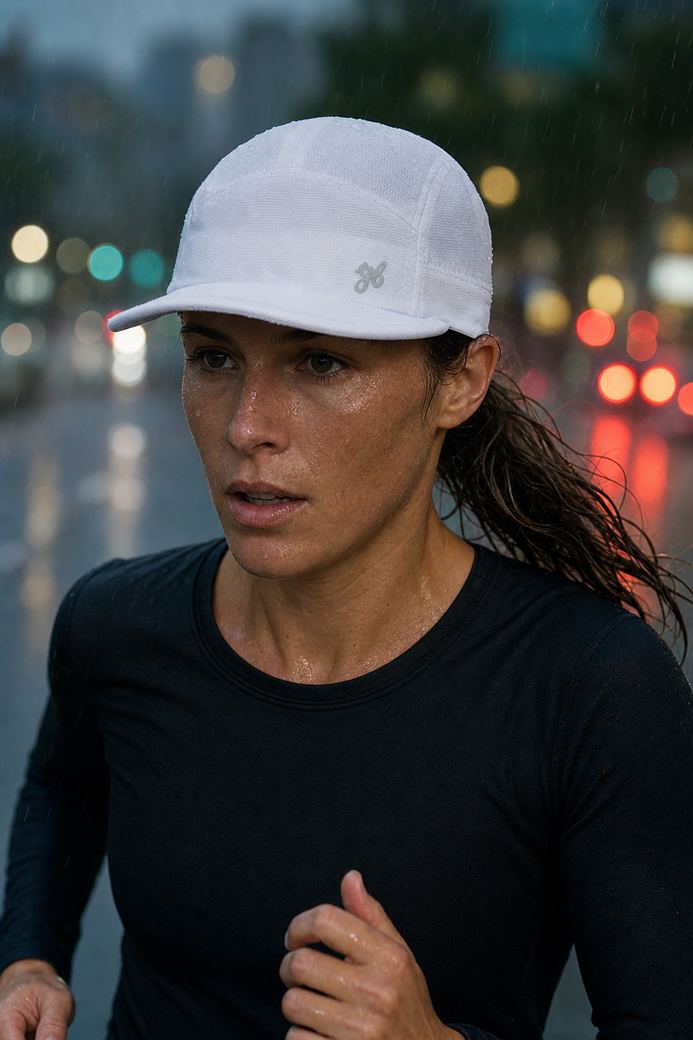 Snow Lite running cap, worn on the run
