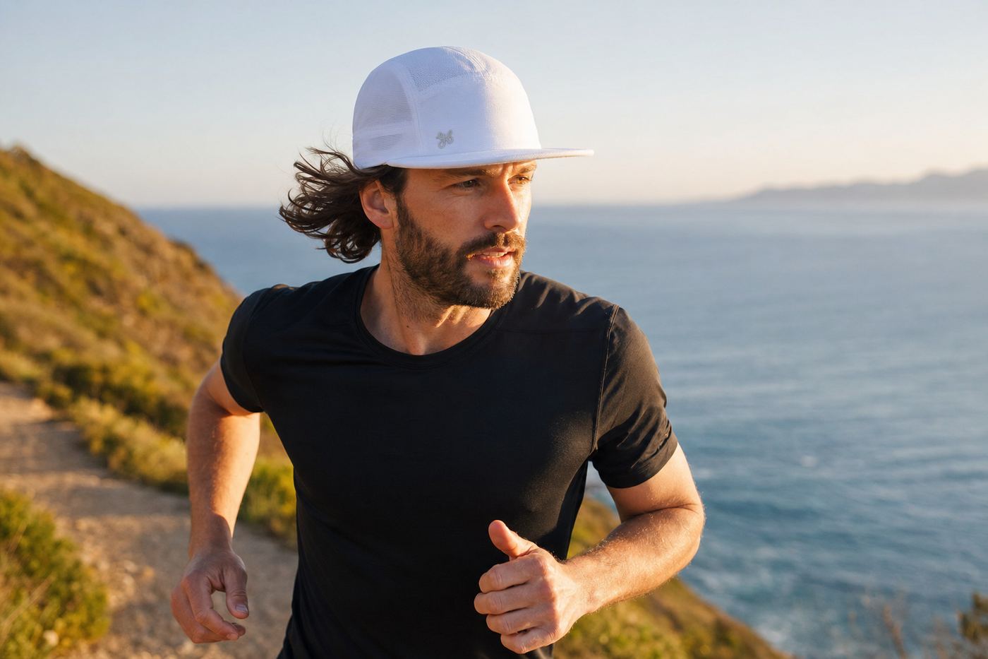 Snow Lite running cap, worn on the run